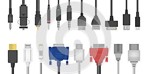 Cable wire set. Collection of audio and video connector.