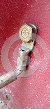 Cables that are bolted to an iron wall as a ground conductor so that there is no electric shock or lightning protection