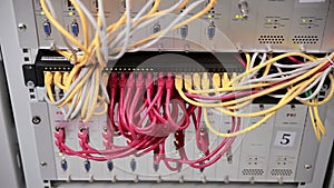 Cables and connections on network server.