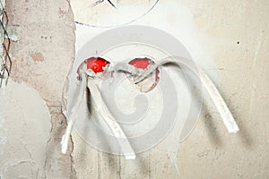 The cables from the power supply during