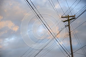 Cables on a sunset sky