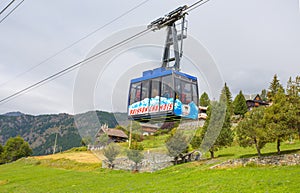 Cableway from Buisson to Chamois, the village in Val D`Aosta, Italy. Its peculiarity is that cars are not allowed in the village.