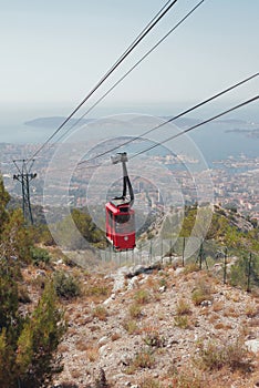 Cableway and cabin. Toulon, France