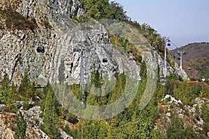 Cableway in Medeu valley. Kazakhstan