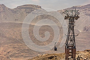 Cableway of the national park of Tenerife that allows to reach the base camp in Pico Teide Canary Islands, Spain