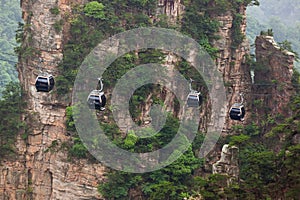 Cableway in Tianzi Avatar mountains nature park - Wulingyuan China photo