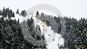 cableway to winter snow sport center, uludag, bursa, turkey