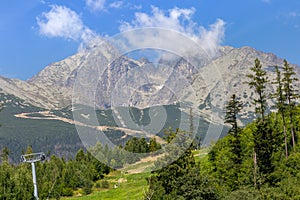 Cableway way to mountains in national park, Slovakia