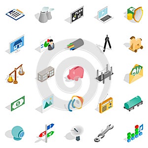 Cabling icons set, isometric style