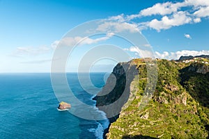 Cabo AÃ©reo outlook at coastal cliffs, Sao Jorge, Madeira, Portugal