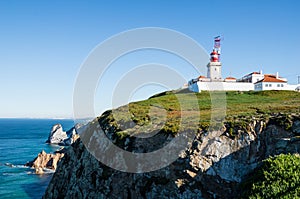 Cabo da Roca cape and lighthouse in Portugal, most western point of continental Europe