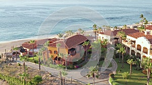 Cabo San Lucas, Baja California, Mexico, Ascending Aerial View of Hotel on Beach