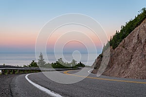Cabot Trail Highway at dusk