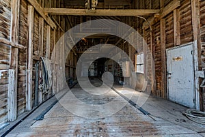 Cabri, SK/Canada- July 23, 2019: The interior of an abandoned grain elevator in Saskatchewan, Canada
