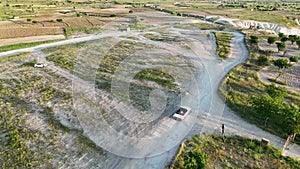 Cabriolet rides in cappadocia aerial view 4 K Turkey