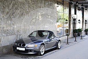 Cabriolet roadster on city street