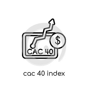 cac 40 index icon. Trendy modern flat linear vector cac 40 index