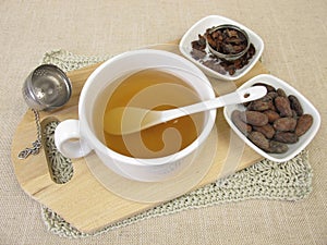 Cacao husk tea from the roastet outer shells of the cacao bean