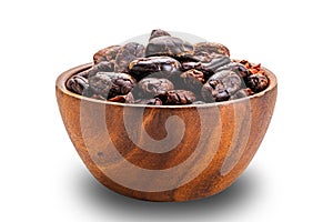Cacao nibs dry crack roasted in wooden bowl