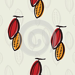Cacao plant seamless pattern