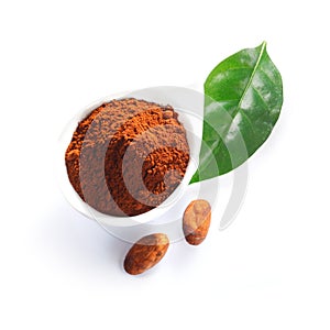 Cacao powder, leaf and cacao beans