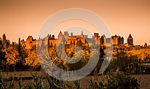 Carcassonne strenght during sunset photo