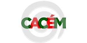 Cacem in the Portugal emblem. The design features a geometric style, vector illustration with bold typography in a modern font.