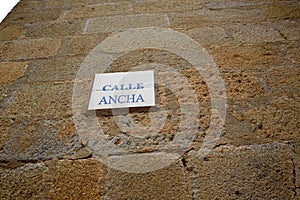 Caceres Calle Ancha street sign in Spain photo