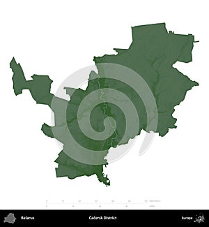 Cacersk District, Belarus, isolated on white. Physical