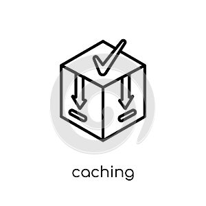 Caching icon. Trendy modern flat linear vector Caching icon on w