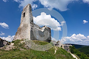 Cachtice Castle ruin from 13th century in Carpathians, Slovakia, Europe