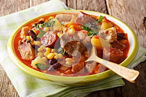 Cachupa is the signature dish of the Cape Verde Islands. Is a slow cooked stew of corn, beans, vegetables and meat.