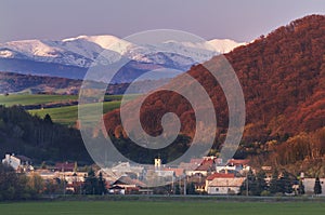 Cacin village and Low Tatras