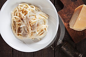 Cacio e pepe, pasta with cheese and pepper