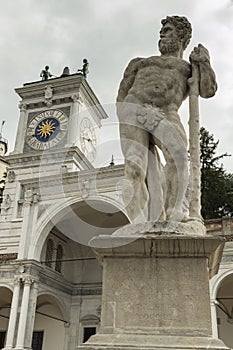 Caco statue and clock tower