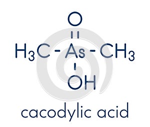 Cacodylic acid herbicide molecule Agent Blue. Highly toxic organoarsenic compound. Skeletal formula.