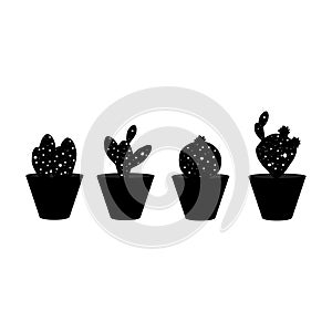 Cacti black and white set