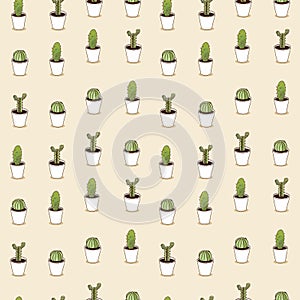 Cacti hand drawn seamless repeat pattern
