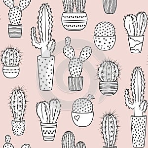 Cacti seamless pattern background