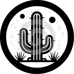 Cactus - black and white vector illustration