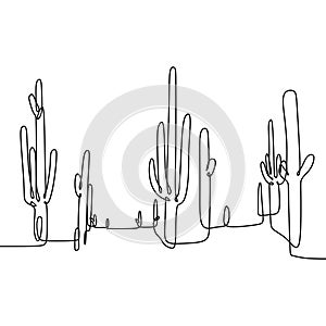 Cactus continuous line drawing vector