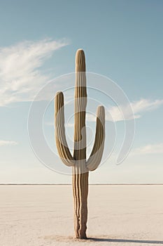 Cactus in desert flat design side view arid theme animation colored pastel. photo