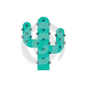 Cactus Desert isolated plant on white background. Vector Illustration