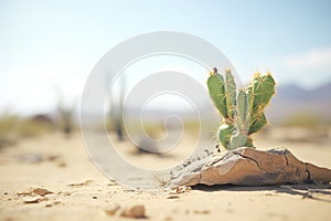 a cactus in a desert scene, showcasing arid hardiness zone photo