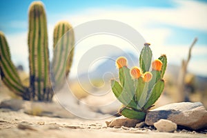 a cactus in a desert scene, showcasing arid hardiness zone photo