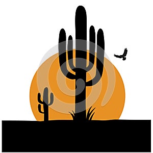 Cactus Desert symbol illustration. Vector Arizona logo Cactuses
