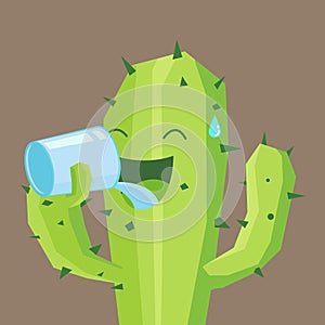 Kaktus pít sklenice voda 