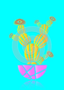 Cactus Fashion Set Design. Minimal Stillife. Trendy Bright Colors. Colorful Mood, colorful background. Vector Art Gallery Fashion