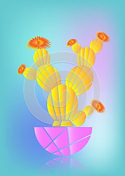 Cactus Fashion Set Design. Minimal Stillife. Trendy Bright Colors. Colorful Mood, colorful background. Vector Art Gallery Fashion