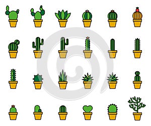 Cactus Filled Line Icons